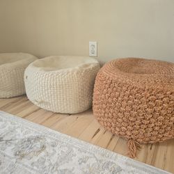 Floor Basket Weaved Seats X 3