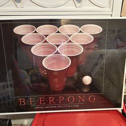 Beer Pong Poster Heroes Are Made One Cup At A Time 2004 24x36 IN A FRAME