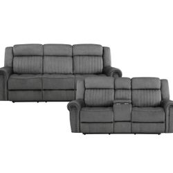 2 Piece Microfiber Power Reclining Sofa Set