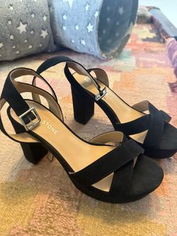 Very New black velvet platforms