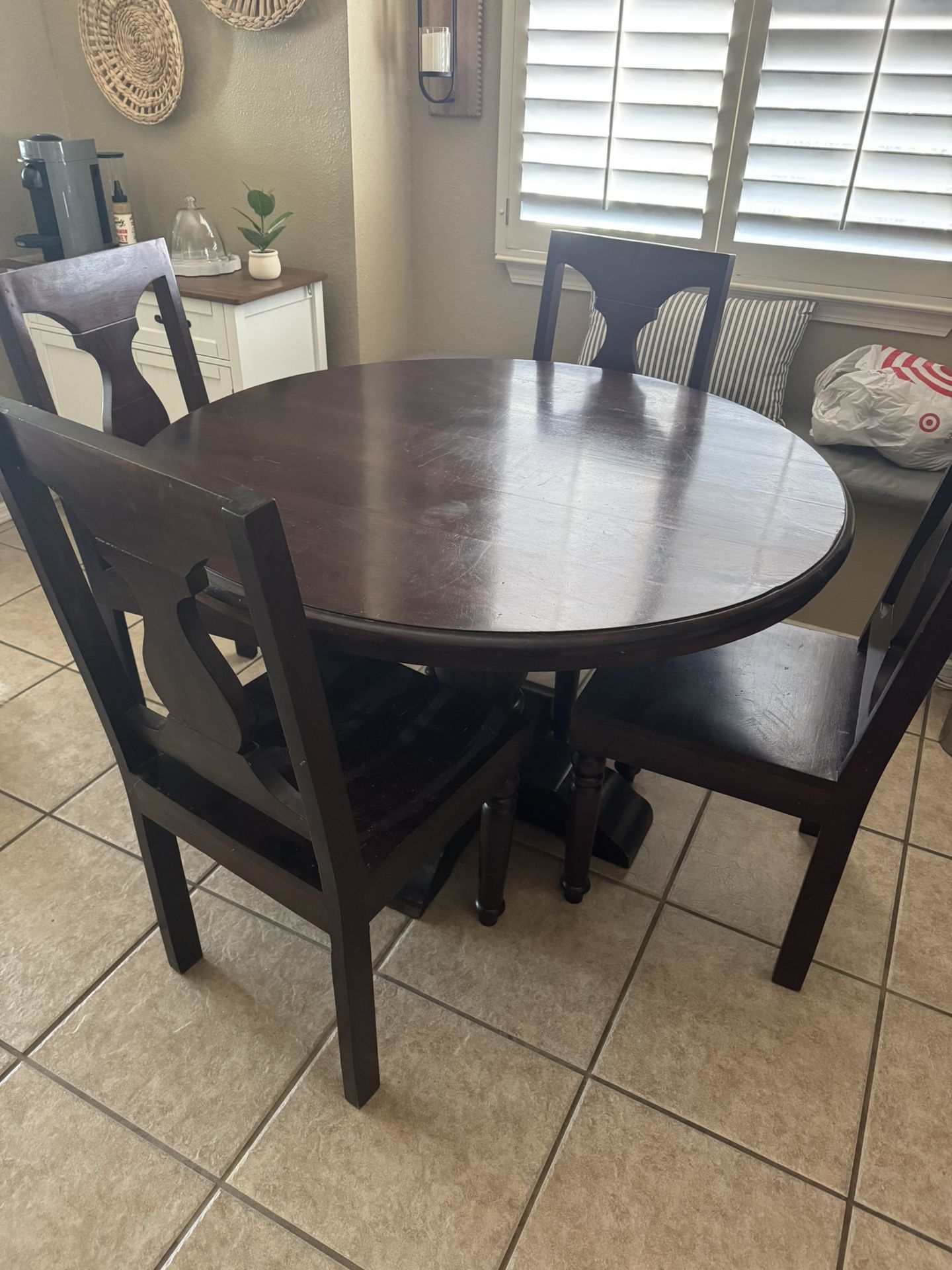 Table, Chairs, Cabinet, And Buffett Table Set