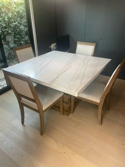 Marble Top Dining Table with 4 Chairs