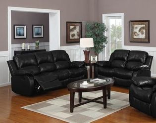 Brand new black or brown bonded leather reclining 82" sofa + 59" loveseat