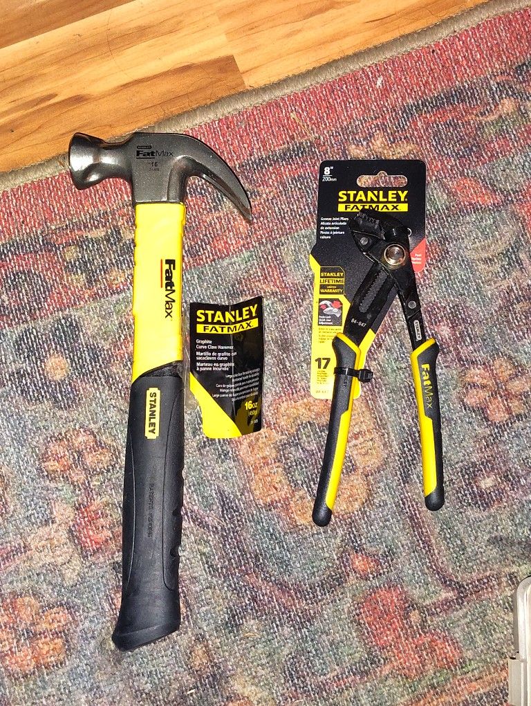 Stanley FatMax Graphite Curve Claw Hammer & Stanley FatMax Groove Joint Pliers