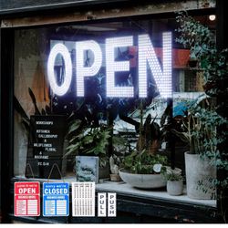 Open Signs for Business, 40"x14" Dimmable Large LED Open Signs with Hanging Installation for Salon Gym Cafes Store Office Bar Hotel Pubs (Cold White)