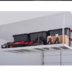 BRAND NEW IN BOX Husky Adjustable Height Garage Overhead Ceiling Storage Rack in White (42 in. H x 96 in. W x 32 in. D)