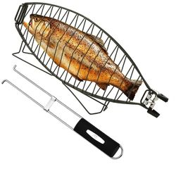 New Fish Grilling Basket for Grill - Stainless Steel Basket, Non-Stick Fish Rack for Grilling with Adjustable Lock Removable Handle, Ideal for BBQ, Ca