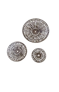 Set of 3 Woven Rattan Wall Decor Discs