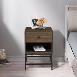 New Set of 2 Small Rustic Brown Nightstands / End Tables
