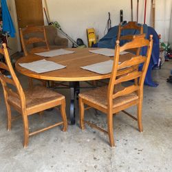 Dinning Table And Six Chairs. Two Cloth Chairs