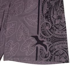 MENS WAILOA BOARD SHORTS 40 GRAY BLACK TRIBAL POLYNESIAN SURF BEACH TRUNKS