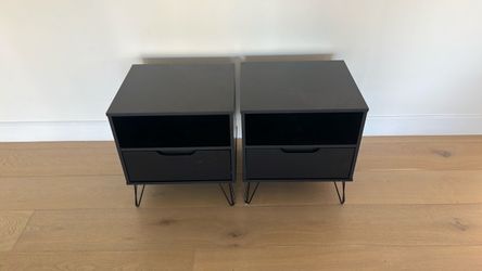 Set of 2 - modern black nightstands