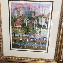 Jane Wooster Scott Hand Signed Limited Edition Lithograph:"Springtime In Central Park"