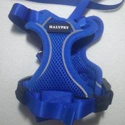 Halypet Dog Harness Size XS With Leash Cat Or Dog Blue Mesh - New
