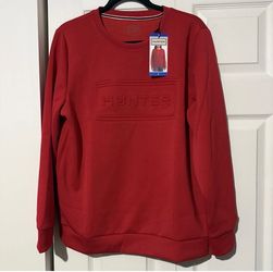 Hunter Sweatshirt Pullover Embossed Logo, Red, Women’s Size Large