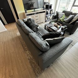 Grey Fabric Couch + Loveseat Combo