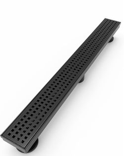 WEBANG 24 Inch Linear Shower Drain Rectangular Floor Drain With Accessories Square Hole Pattern Cover Grate Removable SUS304 Stainless Steel CUPC Cert