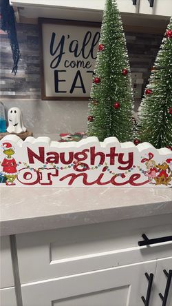 Grinch Naughty or Nice Christmas Sign