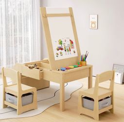 Kids art table with 2 chairs