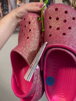 Pink glitter crocs