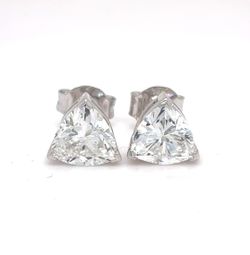 14K White Gold Trillion Cut Lab Diamond Stud Earrings | 1.82 TCW