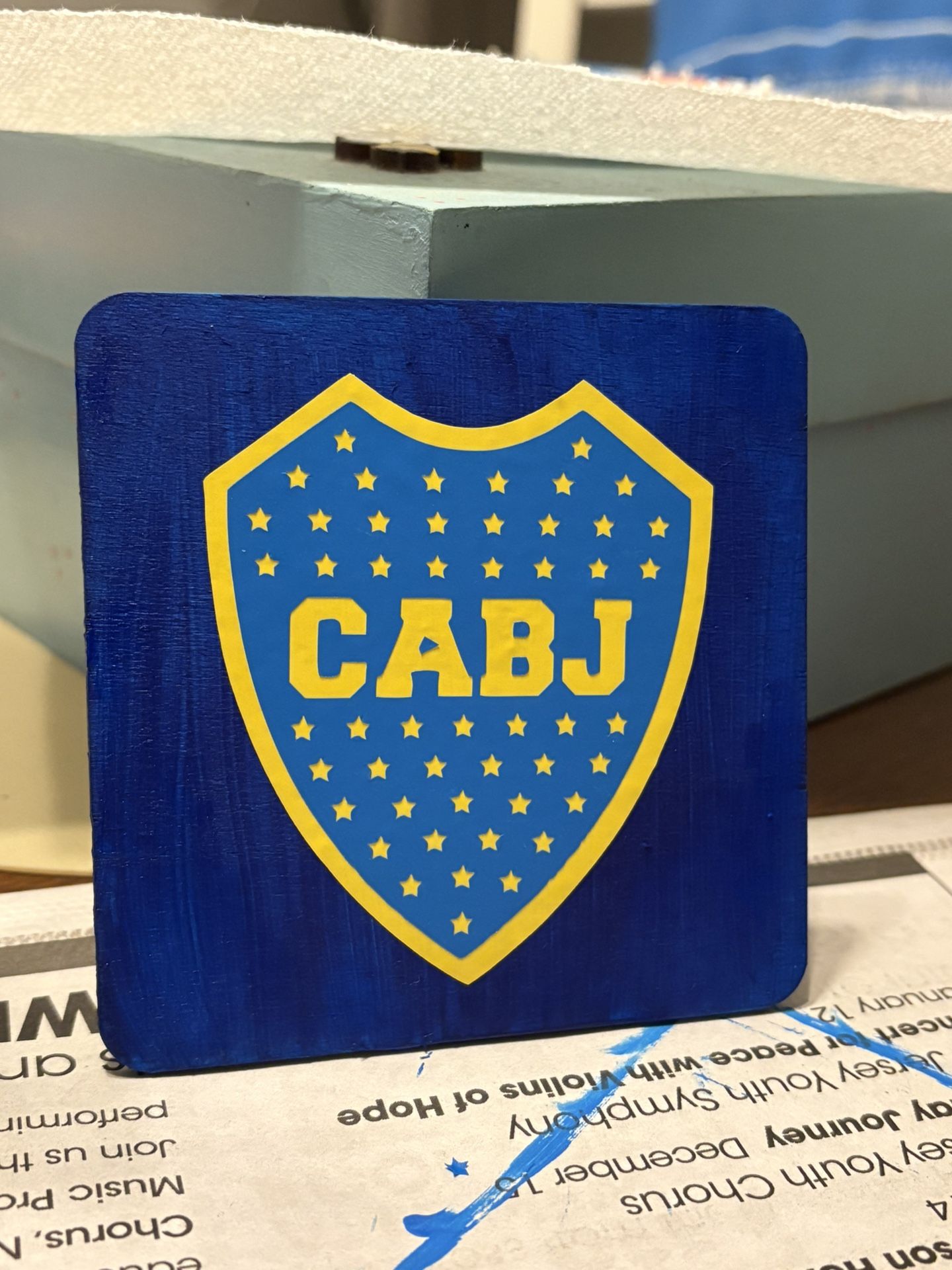 Boca Juniors Wooden Coaster/magnet/art Display