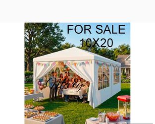 10'x20' Outdoor Canopy Party Wedding Tent White Gazebo Pavilion with Side Walls