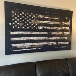Large American Flag Art Canvas 