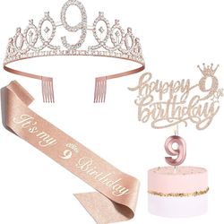 Girl #9 birthday 4pcs party supplie new