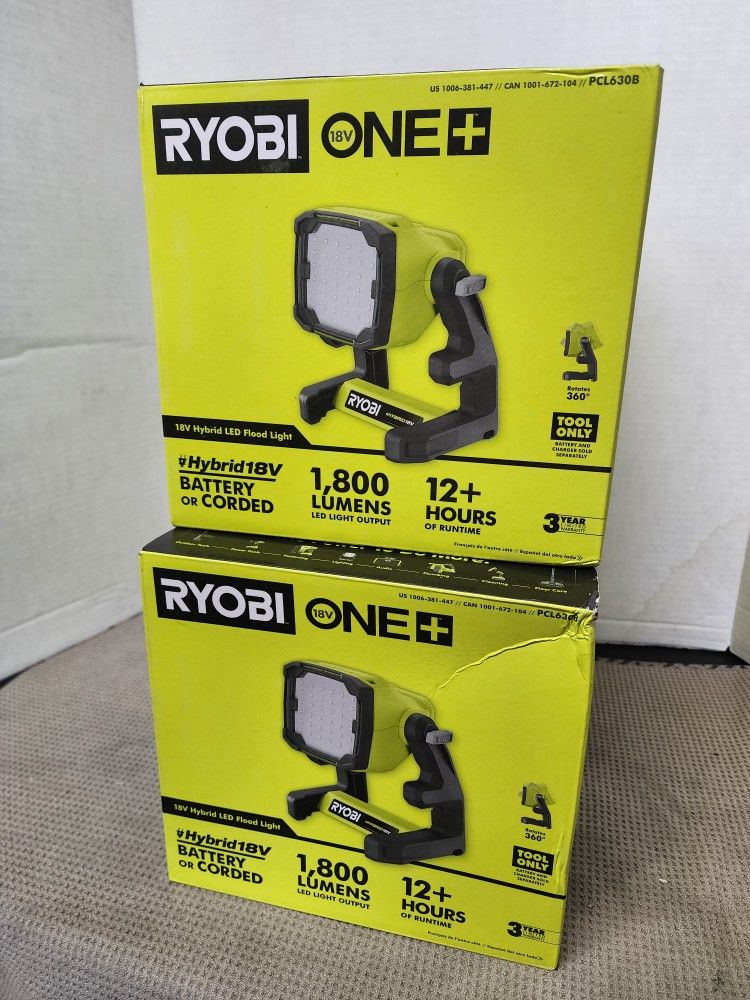 Ryobi 18v Hybrid LED Flood Light Battery Or Corded $35 Ea. TOOL ONLY Brand New (Price Is Firm)