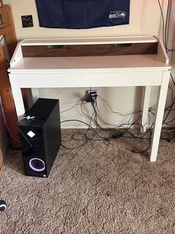 White wood computer console