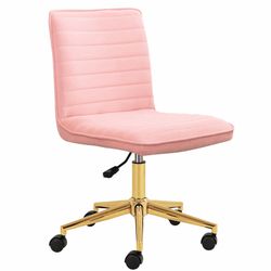 Upholstered Office Chair in Velvet Pink