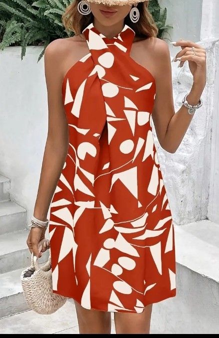 RED UNIQUE DESIGN MIDI DRESS ( SIZE XLARGE )