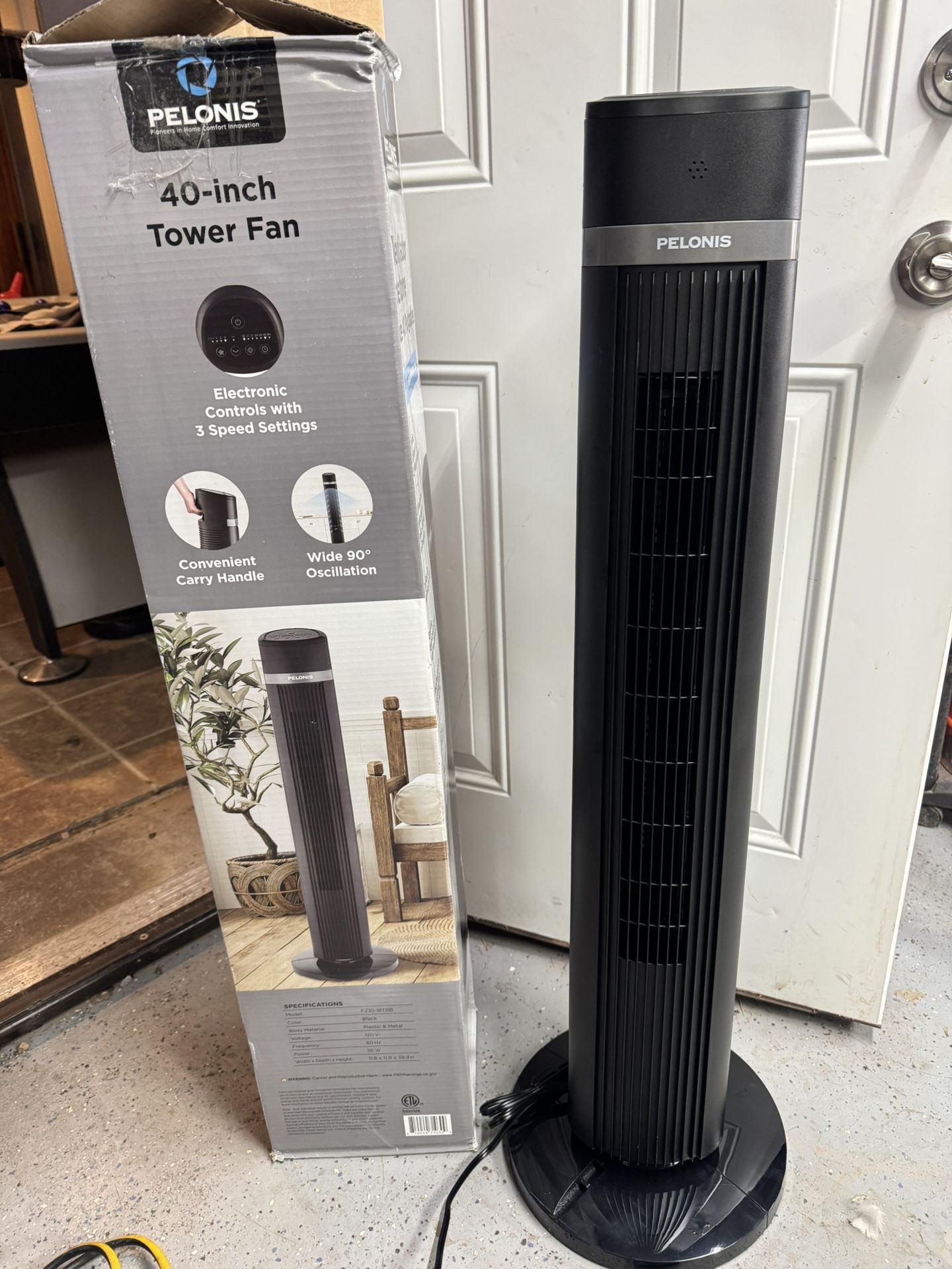 New Pelonis 40” Oscillating Tower Fan 3 Speeds With Remote. You Pickup