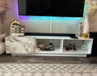 71” White & Marble TV Stand – $120 OBO