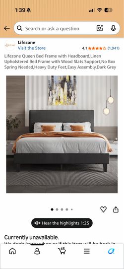 Queen size bed frame and mattress