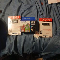 USB Flash Drive 2x 64gb And Epson 232 Color Ink