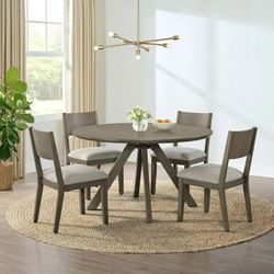 54”5-Piece Round Dining Table and Chair Set，$450