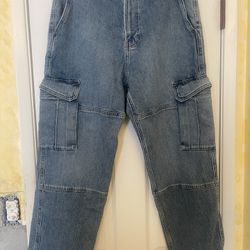 New Hollister Blue Baggy Cargo Jeans Size 32x30 Men’s Pants
