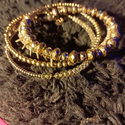 Triple Bead Several Strand Memory Wire Bracelet