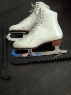 White Figure Ice Skates with Blade Guards