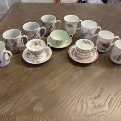 Various Tea Cups, And Saucers