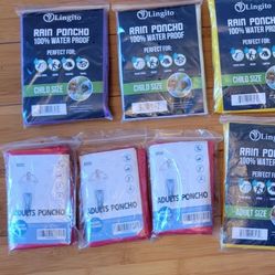 Brand new 4 Child and 3 Adult  rain poncho water proof all $25