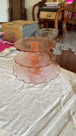 Pink Depression Glass 3 Tier Cake/dessert Stand