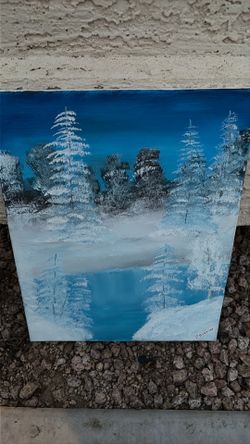 Winter wonderland painting on canvas handmade