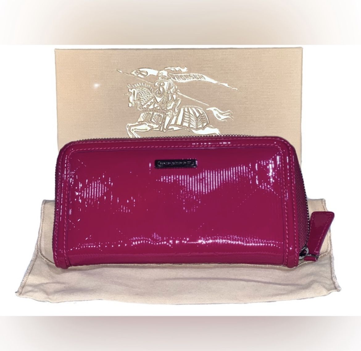 New Authentic Burberry Pink Patent Wallet