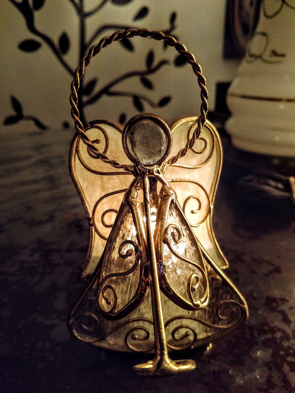 Art Glass Angel Votive Candle Holder