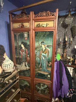 Vintage wood style Chinese room separator