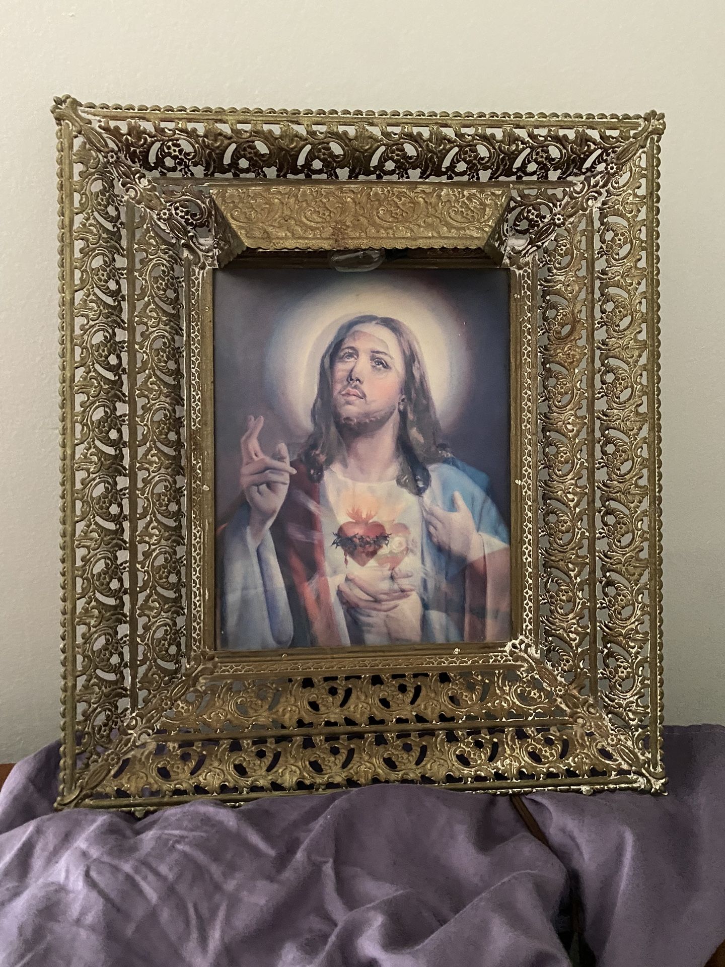 Jesus And Mary Vintage 3D Holographic Framed Picture