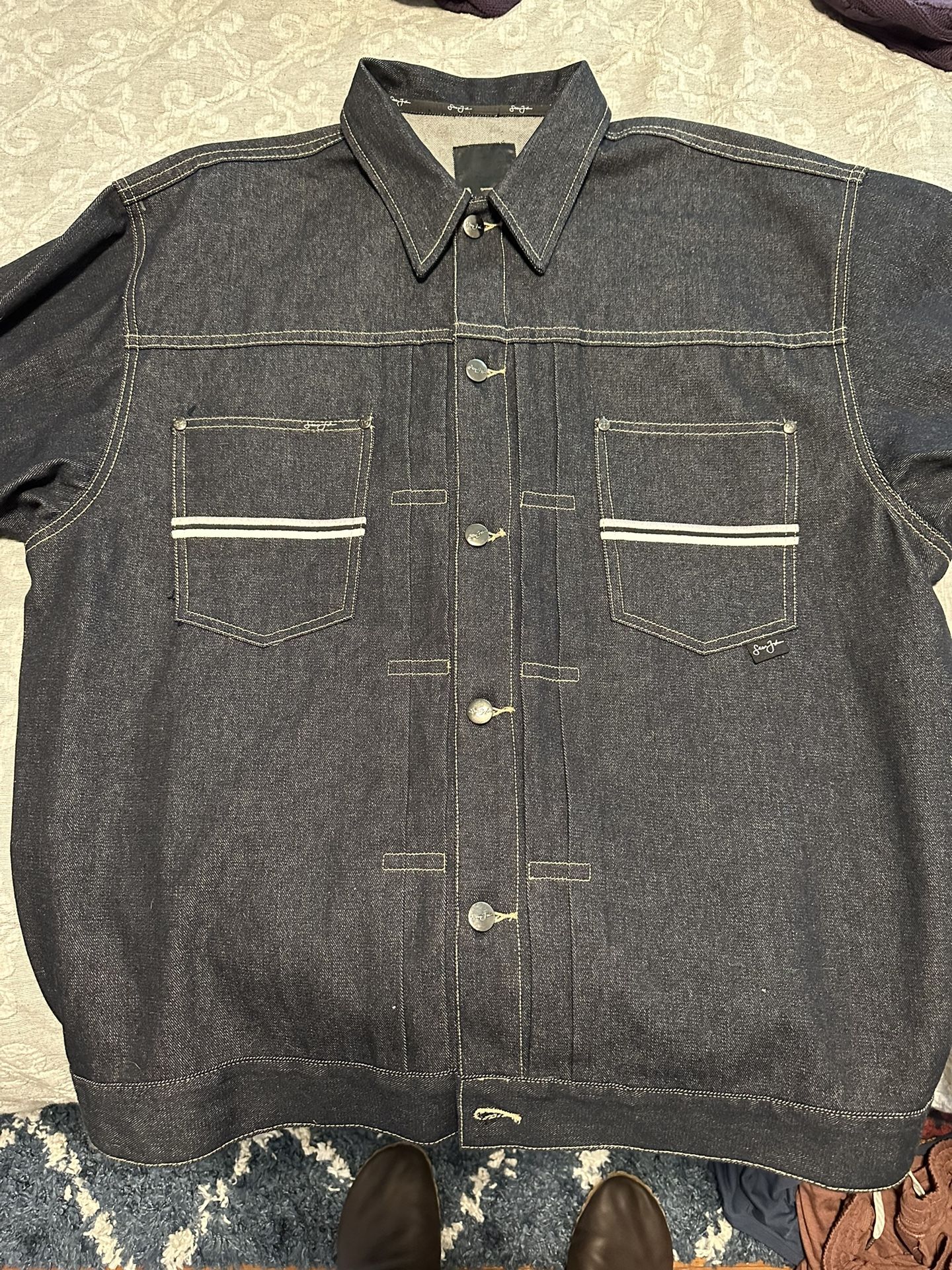Mens Large Sean John Selvedge Denim Jacket